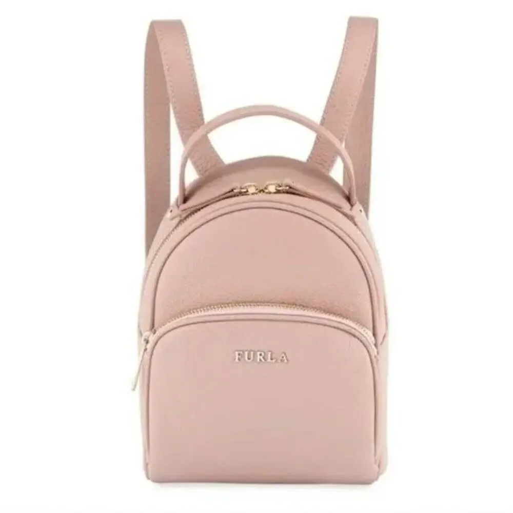 Furla Frida Mini backpack in Moonstone ( pale pink) with Rose Gold hardware New